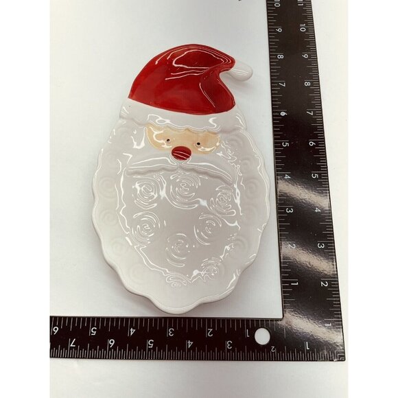 Vintage Santa Claus Porcelain Candy Dish Spoon Rest Hand Painted Red Christmas - Picture 3 of 4